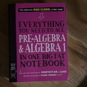 Pink Pre-Algebra & Algebra 1 Study Guide